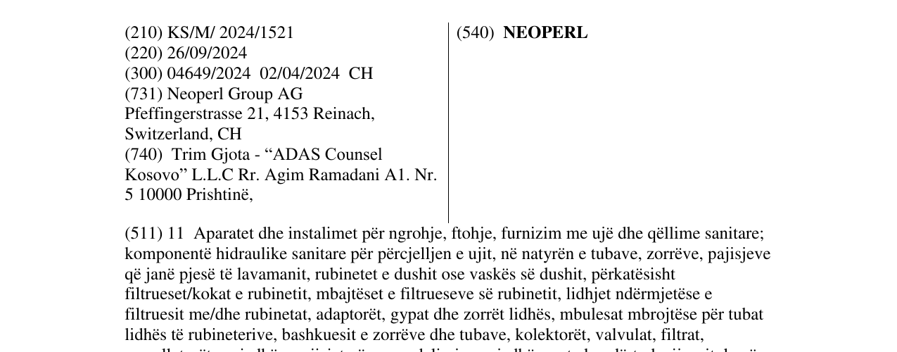 Zëri i markës NEOPERL në buletin