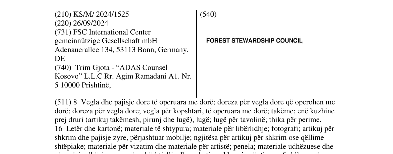 Zëri i markës FOREST STEWARDSHIP COUNCIL në buletin