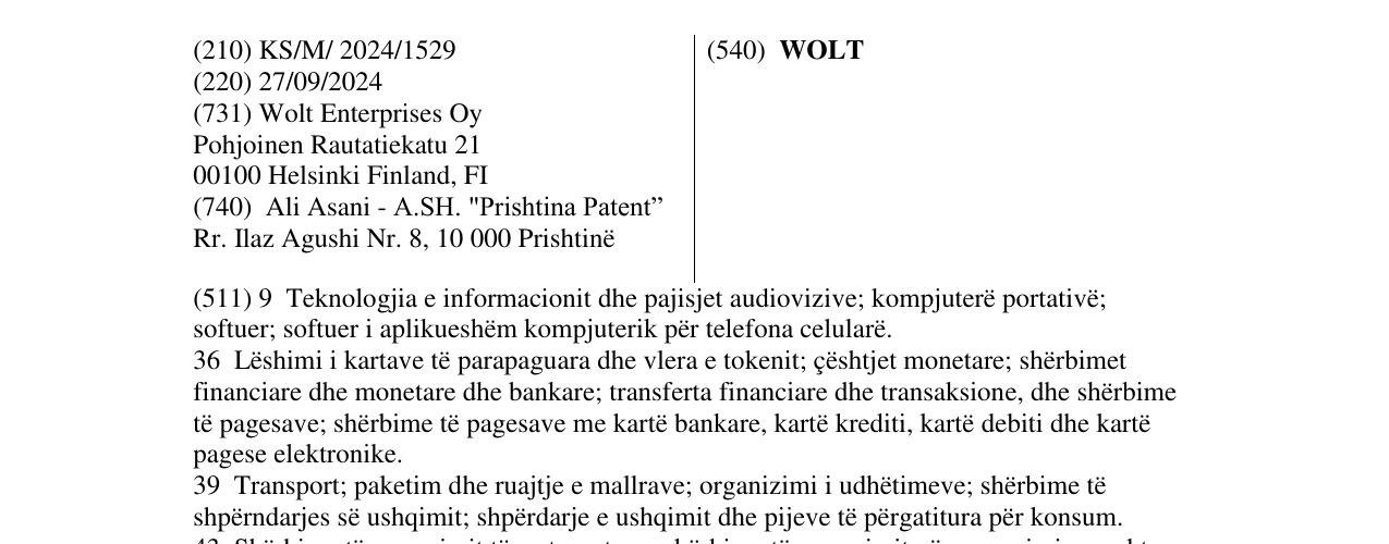 Zëri i markës WOLT në buletin