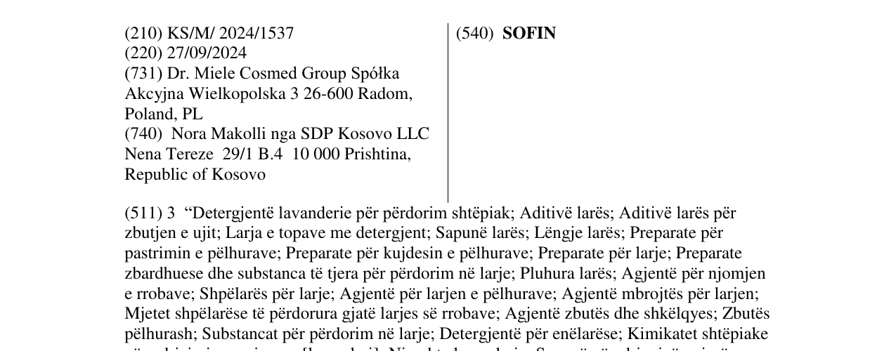 Zëri i markës SOFIN në buletin