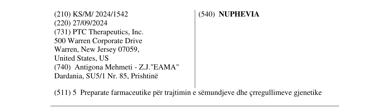 Zëri i markës NUPHEVIA në buletin