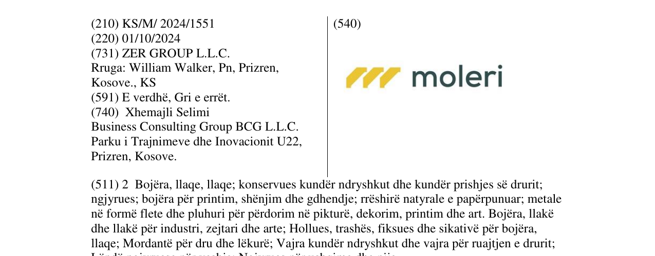 Zëri i markës moleri në buletin