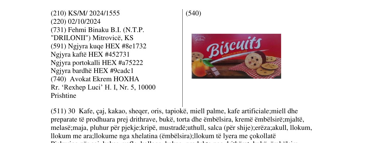 Zëri i markës Biscuits në buletin