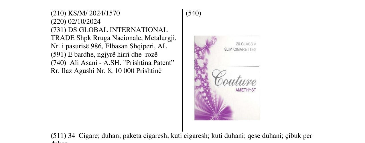 Zëri i markës Couture Amethyst Slim në buletin