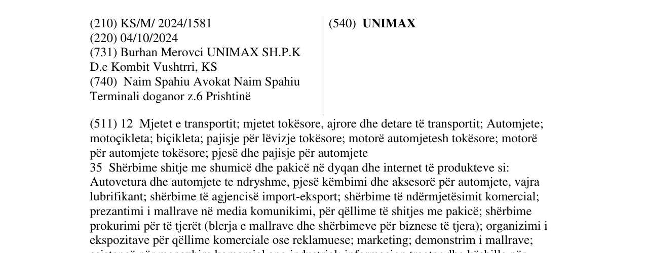Zëri i markës UNIMAX në buletin