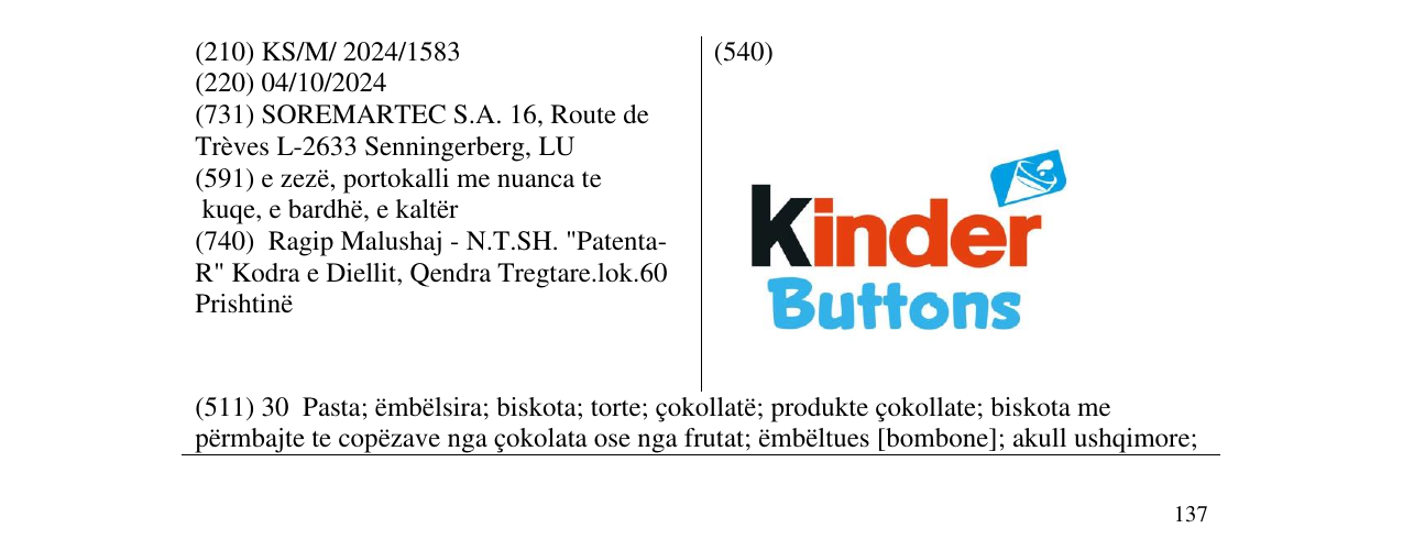 Zëri i markës Kinder Buttons në buletin