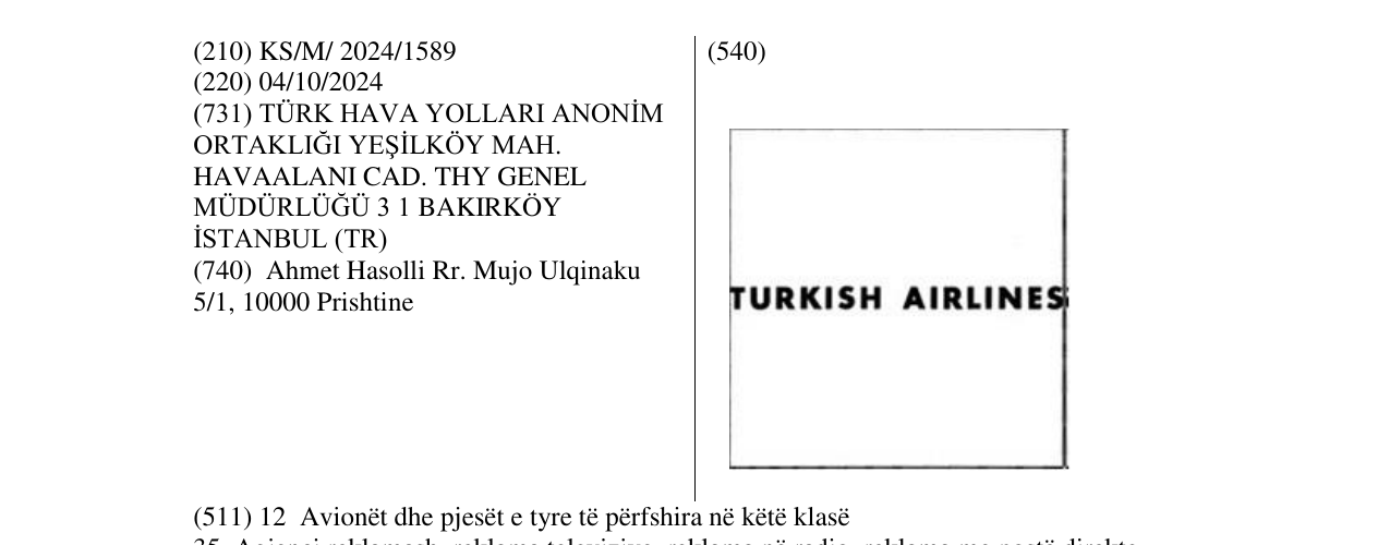 Zëri i markës TURKISH AIRLINES në buletin