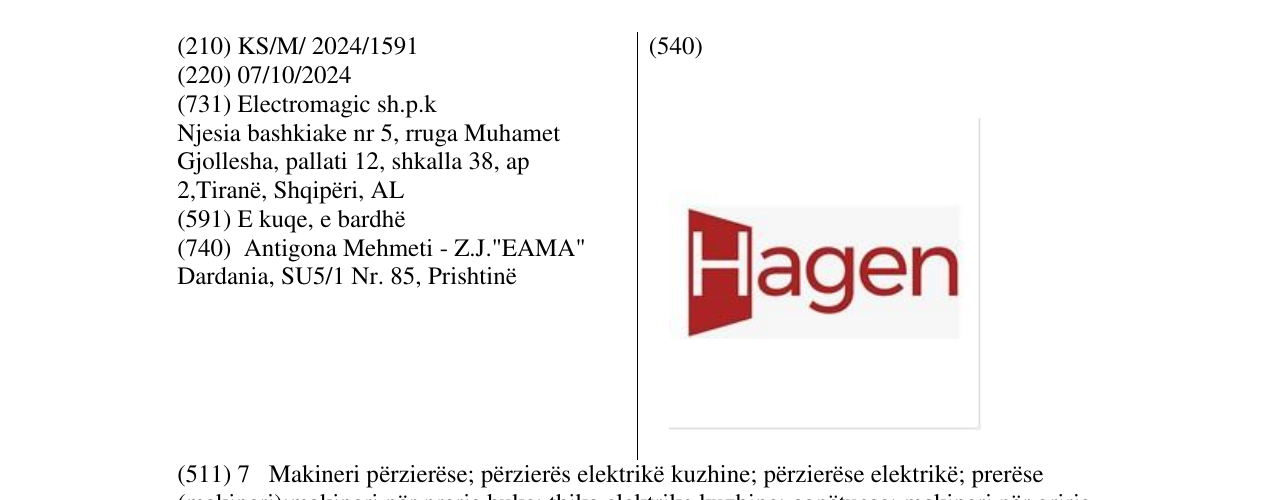 Zëri i markës Hagen në buletin