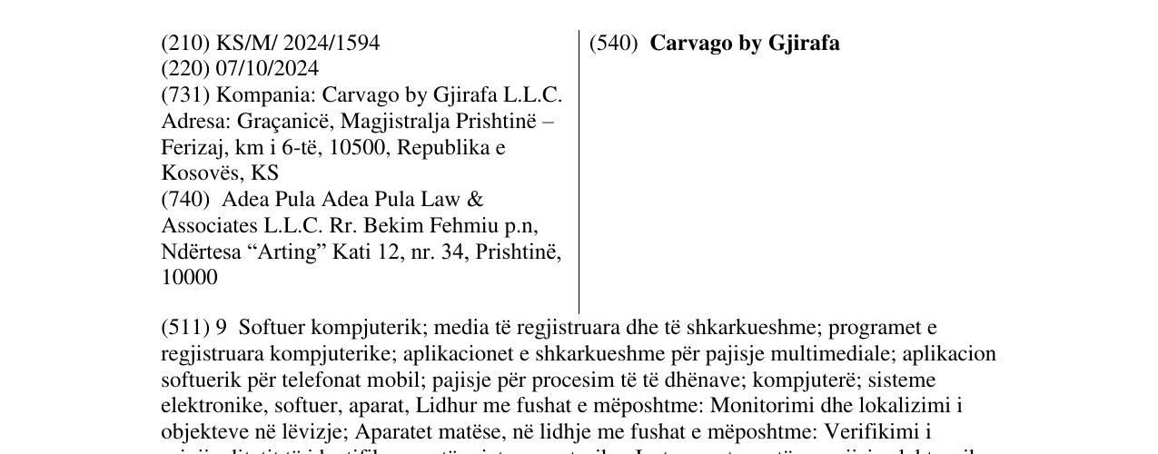 Zëri i markës Carvago by Gjirafa në buletin