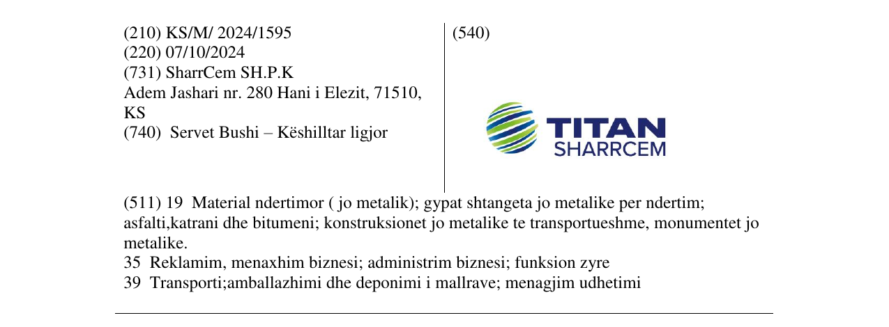 Zëri i markës TITAN SHARRCEM në buletin