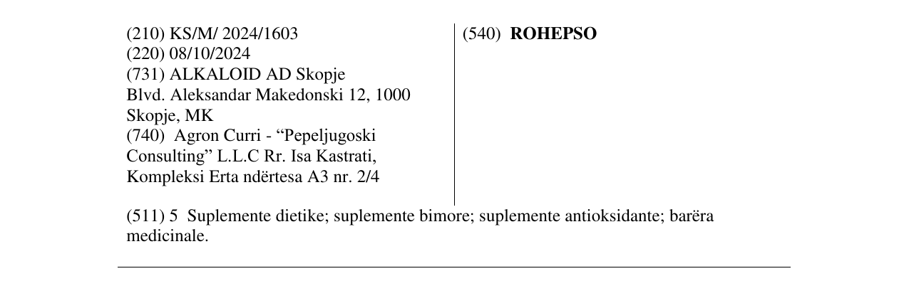 Zëri i markës ROHEPSO në buletin