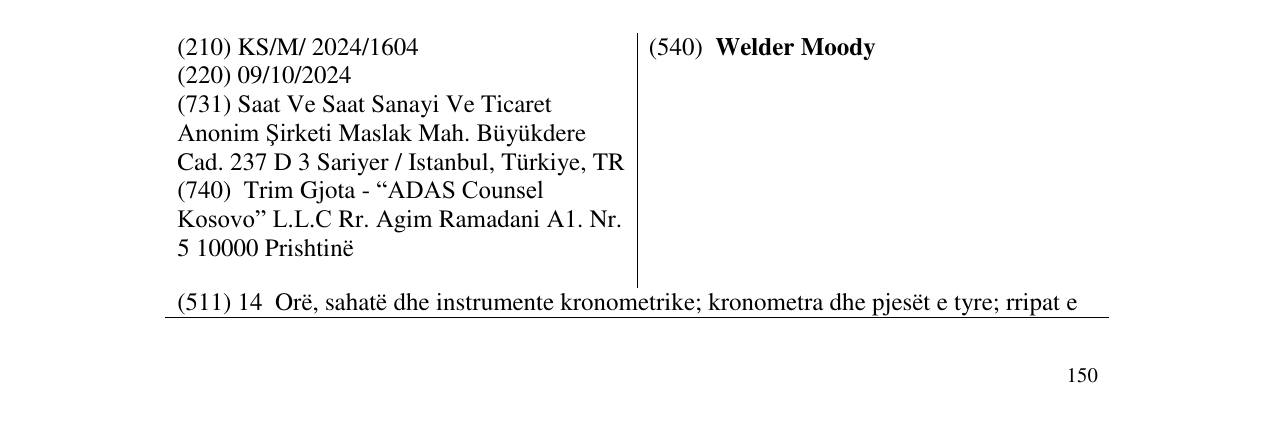 Zëri i markës Welder Moody në buletin