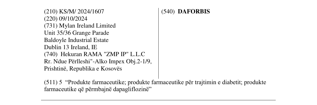 Zëri i markës DAFORBIS në buletin