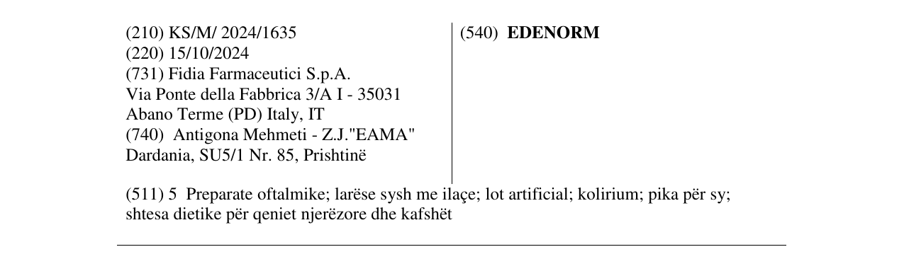 Zëri i markës EDENORM në buletin