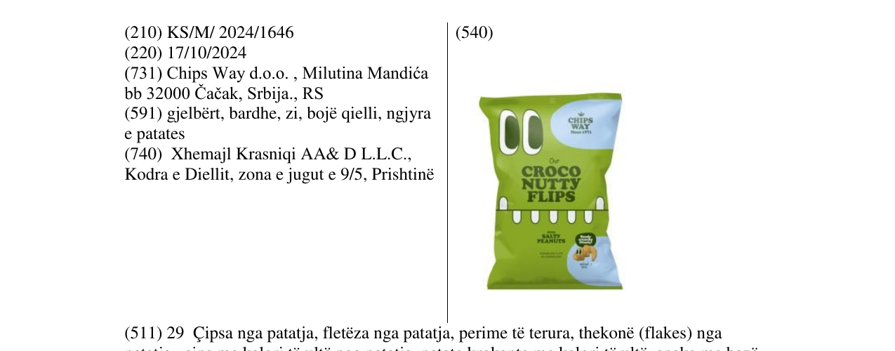 Zëri i markës CROCO NUTTY FLIPS SALTY PEANUTS në buletin