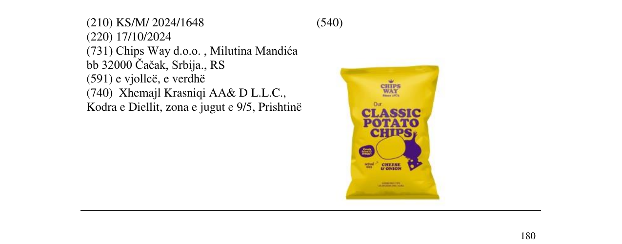 Zëri i markës CLASSIC POTATO CHIPS CHEESE&ONION në buletin