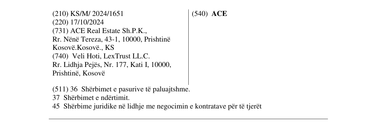 Zëri i markës ACE në buletin