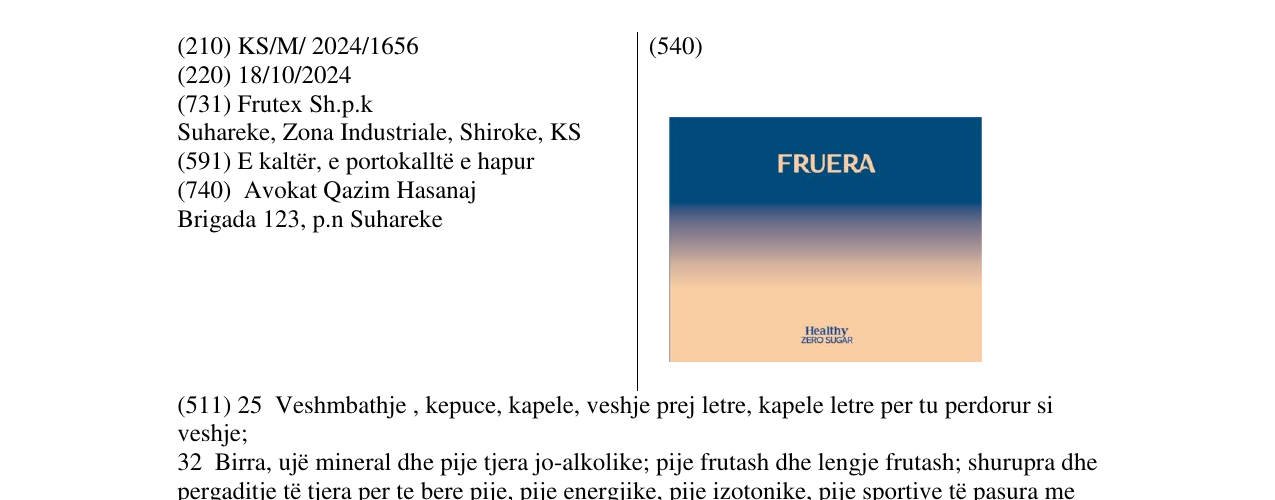 Zëri i markës FRUERA në buletin