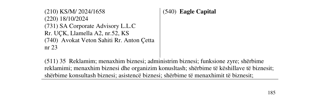 Zëri i markës Eagle Capital në buletin