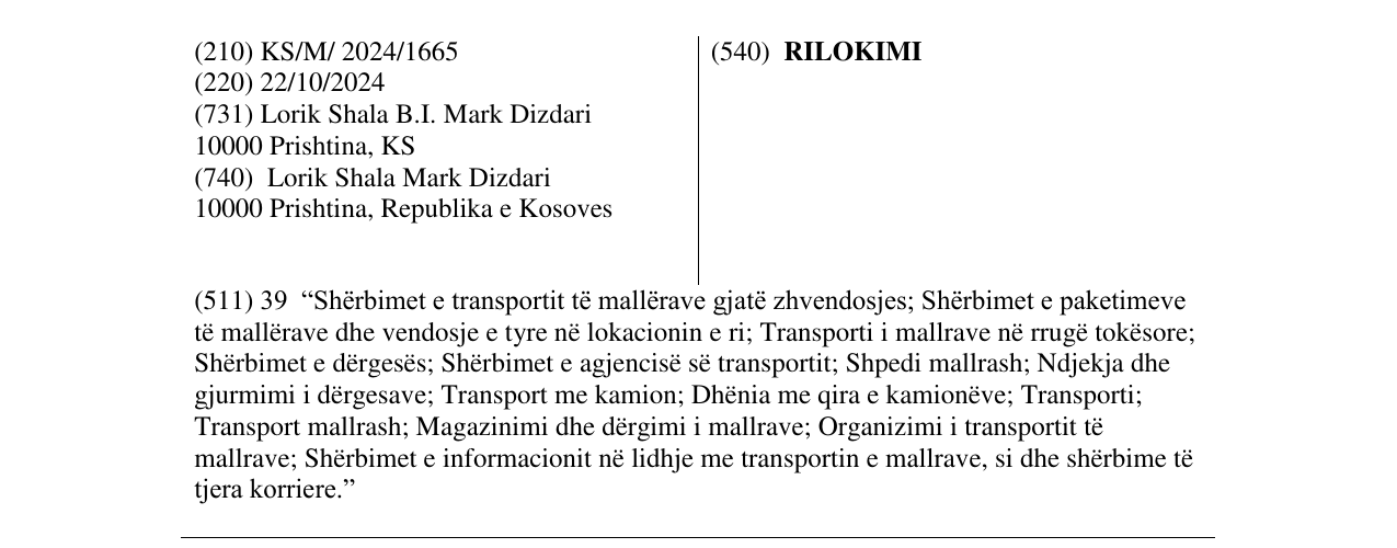 Zëri i markës RILOKIMI në buletin