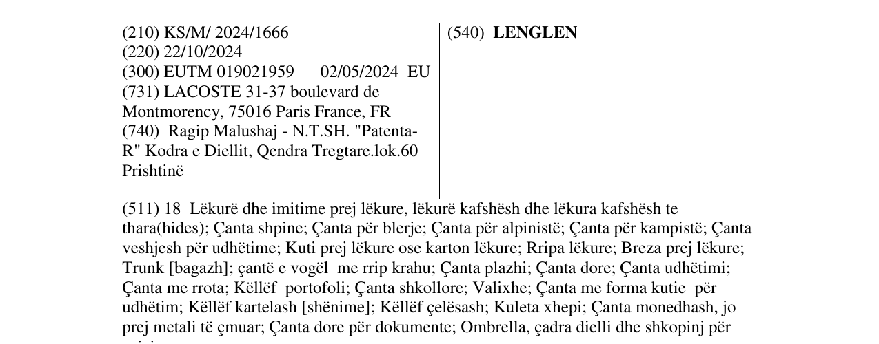 Zëri i markës LENGLEN në buletin