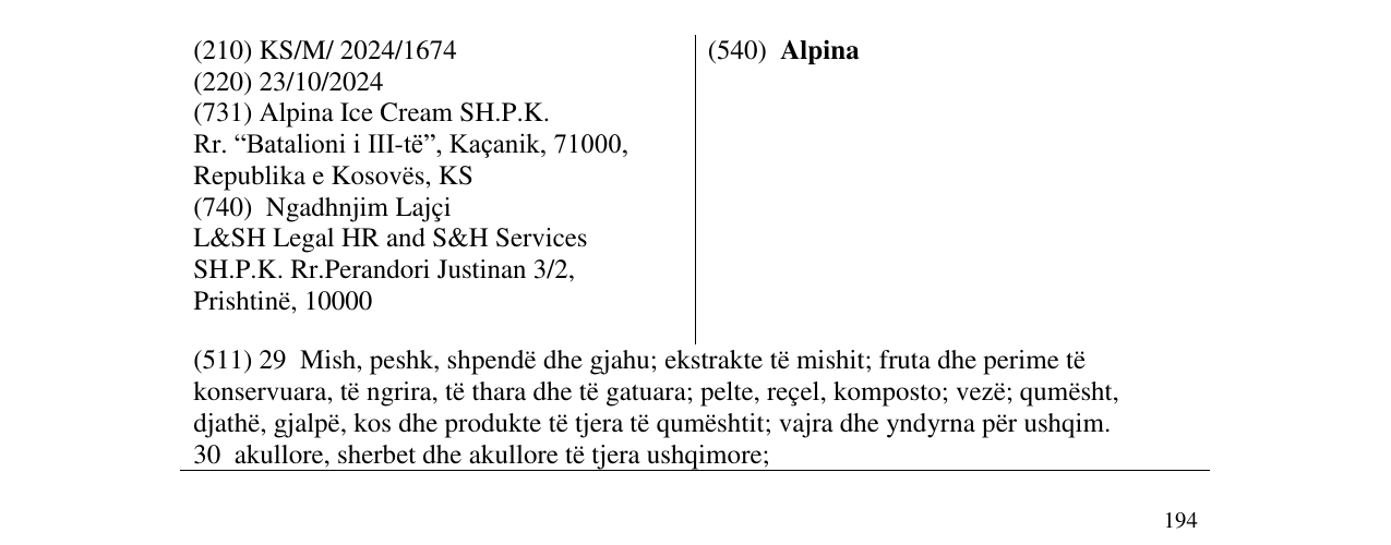 Zëri i markës Alpina në buletin