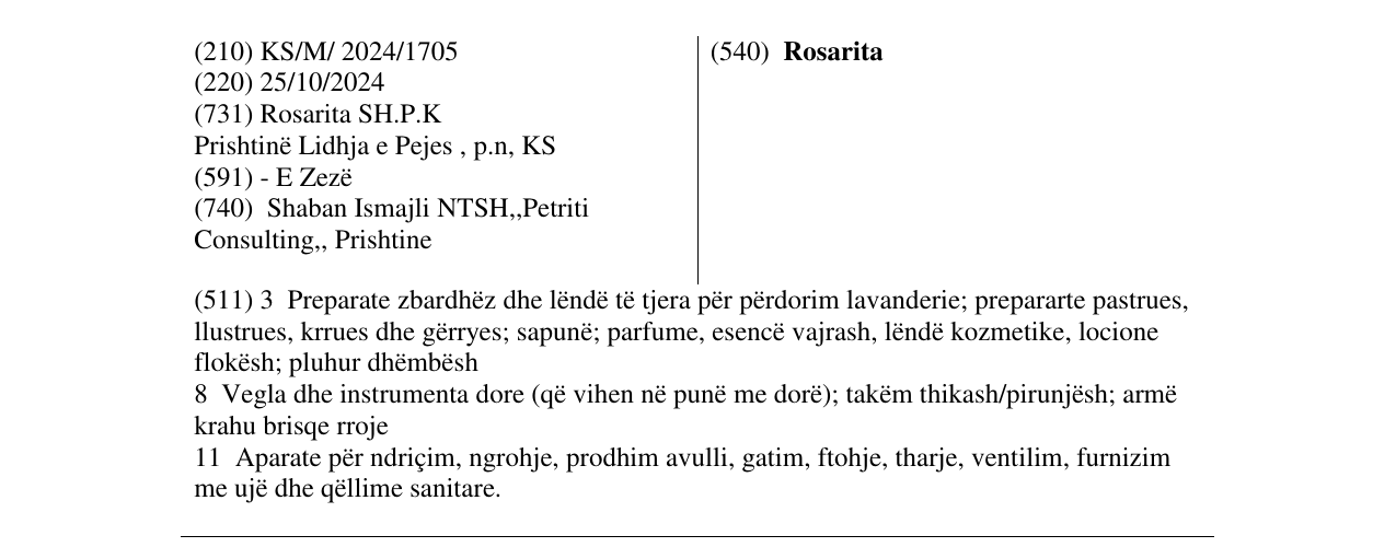 Zëri i markës Rosarita në buletin