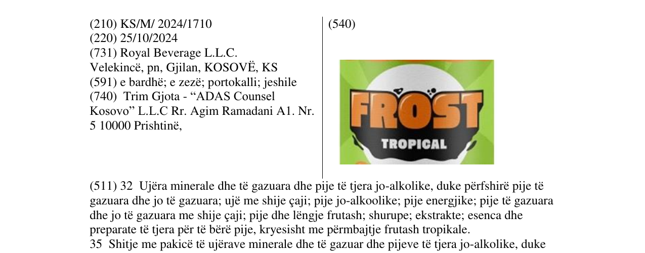 Zëri i markës FROST TROPICAL në buletin
