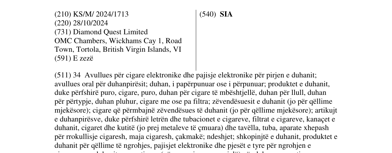 Zëri i markës SIA në buletin