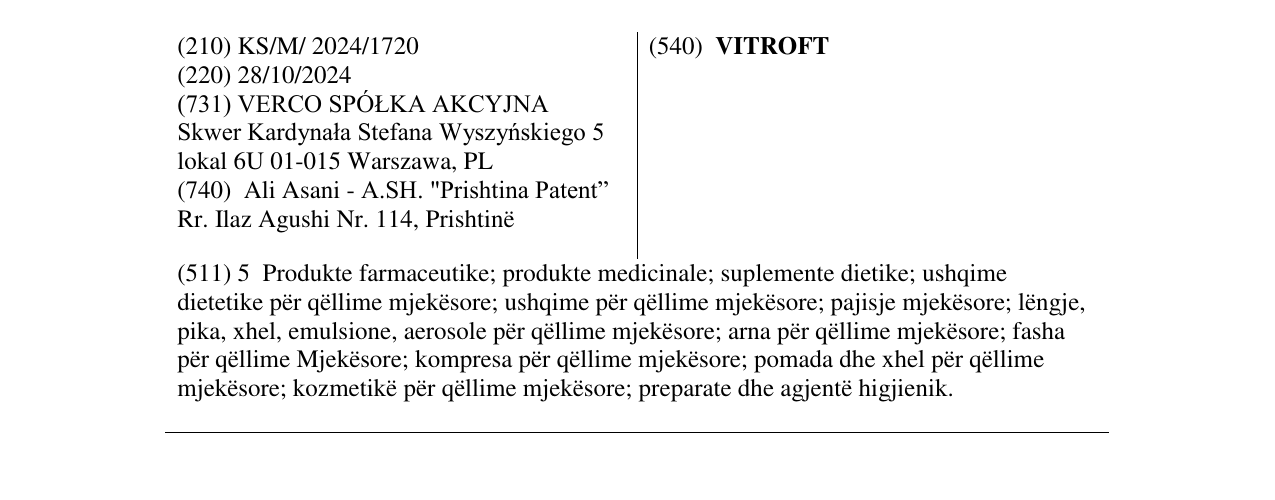 Zëri i markës VITROFT në buletin