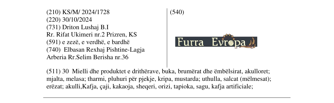Zëri i markës Furra Evropa në buletin