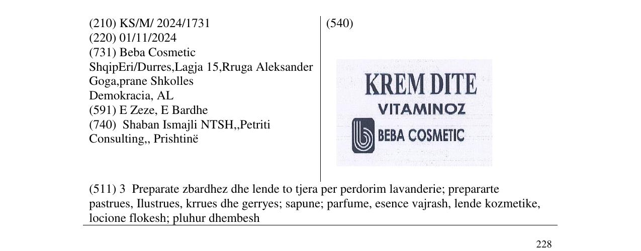 Zëri i markës KREM DITE VITAMINOZ në buletin