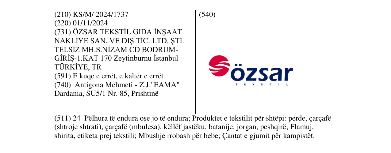 Zëri i markës OZSAR në buletin