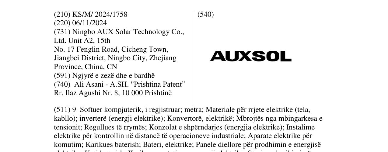 Zëri i markës AUXOL në buletin
