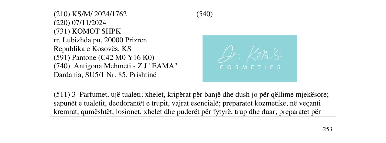 Zëri i markës Dr. Kom's në buletin