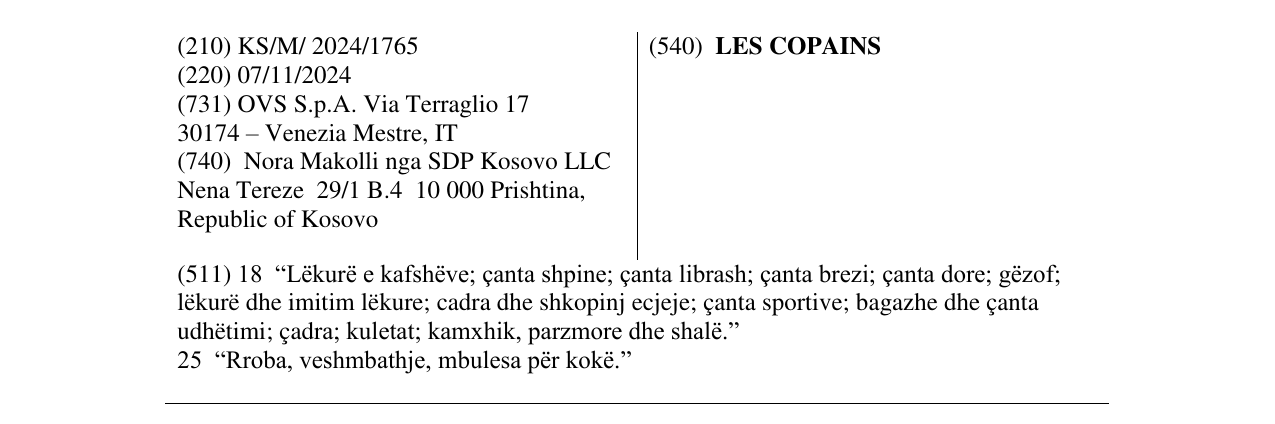 Zëri i markës LES COPAINS në buletin