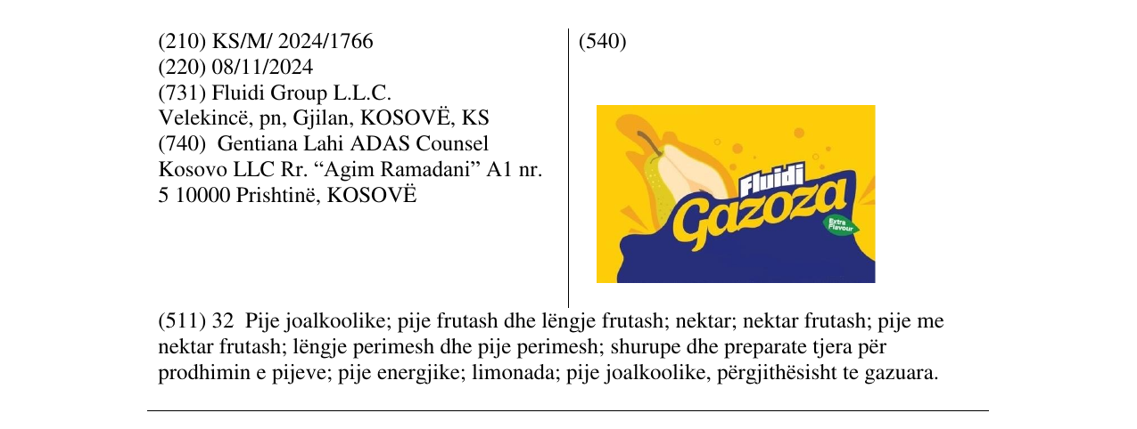 Zëri i markës Fluidi Gazoza në buletin