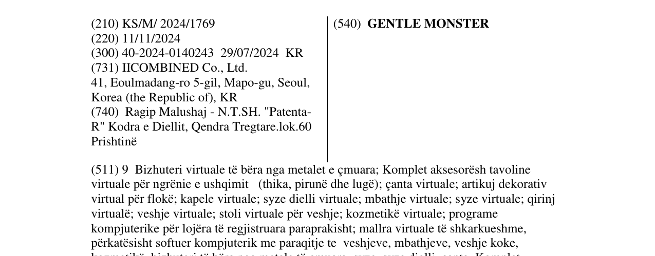 Zëri i markës GENTLE MONSTER në buletin