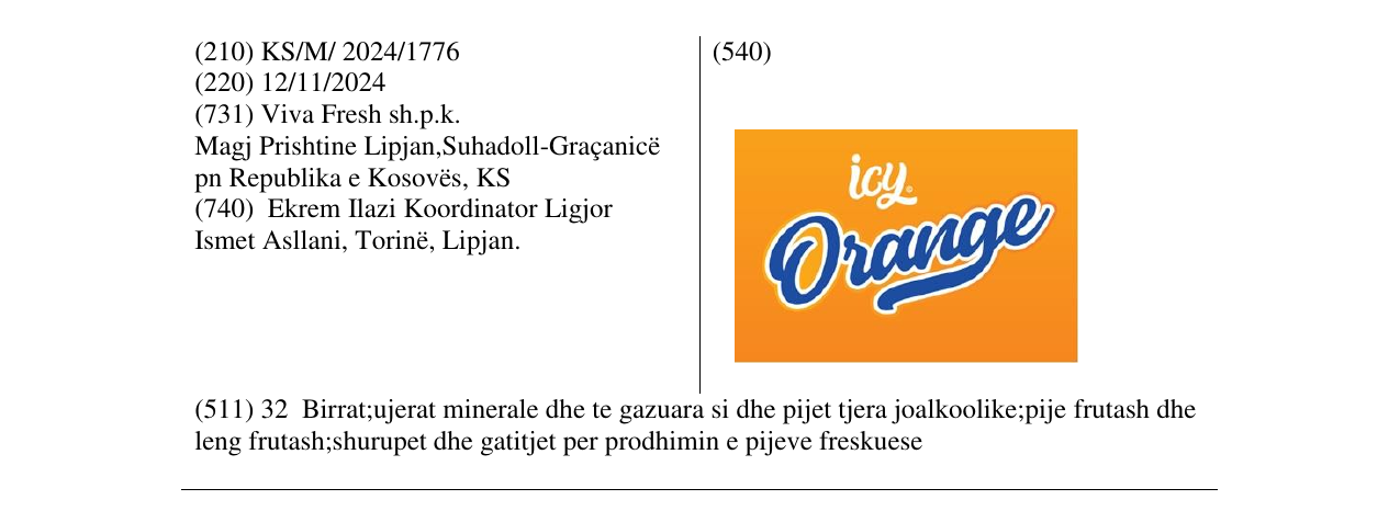 Zëri i markës icy Orange në buletin