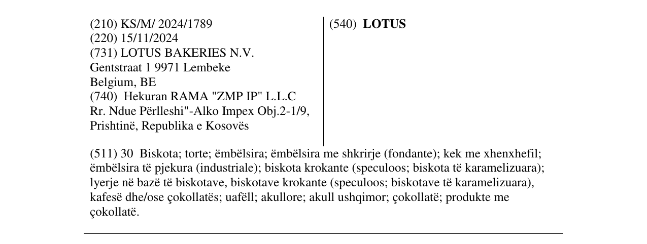Zëri i markës LOTUS në buletin