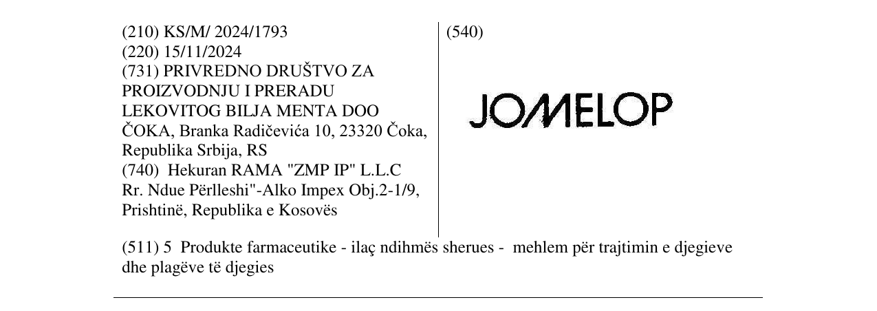 Zëri i markës JOMELOP në buletin