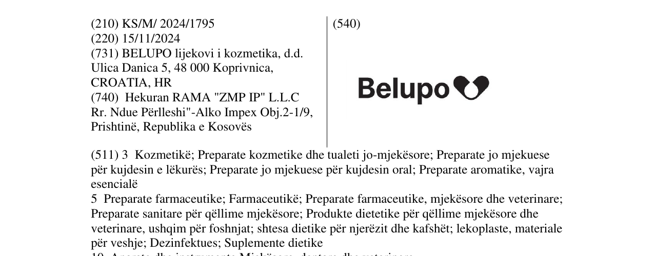 Zëri i markës Belupo në buletin
