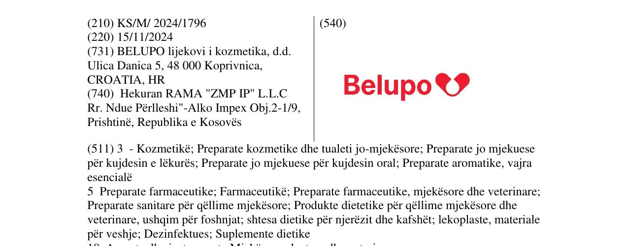 Zëri i markës Belupo në buletin