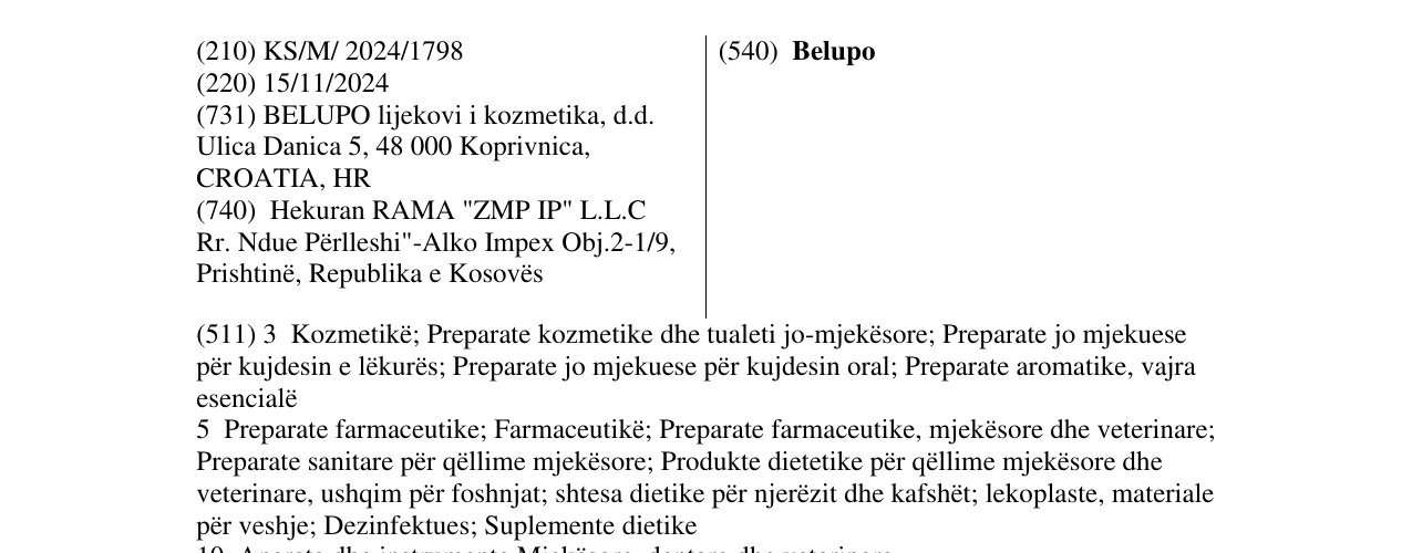 Zëri i markës Belupo në buletin