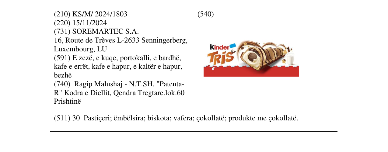 Zëri i markës KINDER tris në buletin