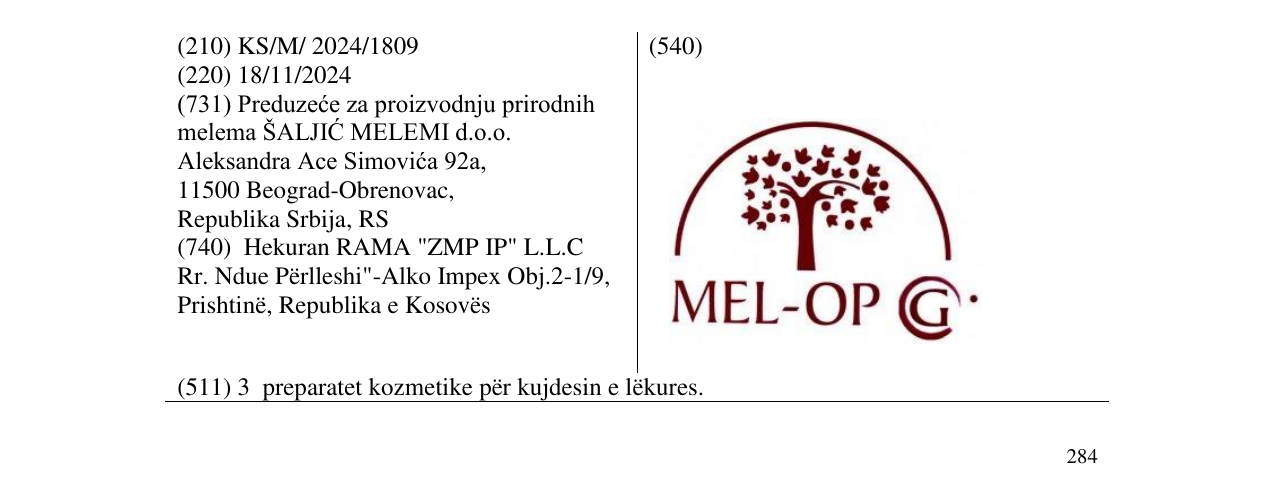 Zëri i markës MEL-OP G në buletin