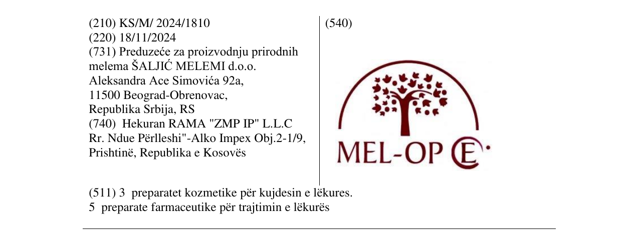 Zëri i markës MEL-OP E në buletin