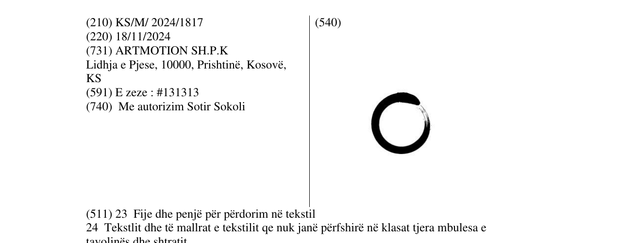 Zëri i markës O në buletin
