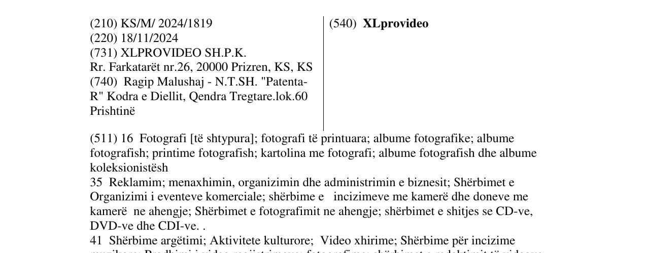 Zëri i markës XLprovideo në buletin