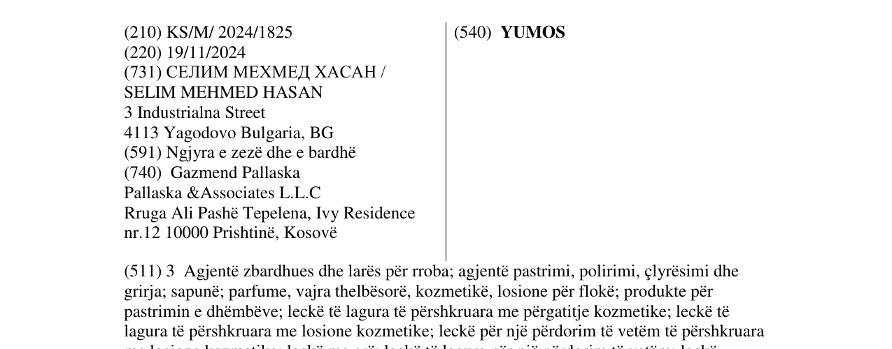 Zëri i markës YUMOS në buletin